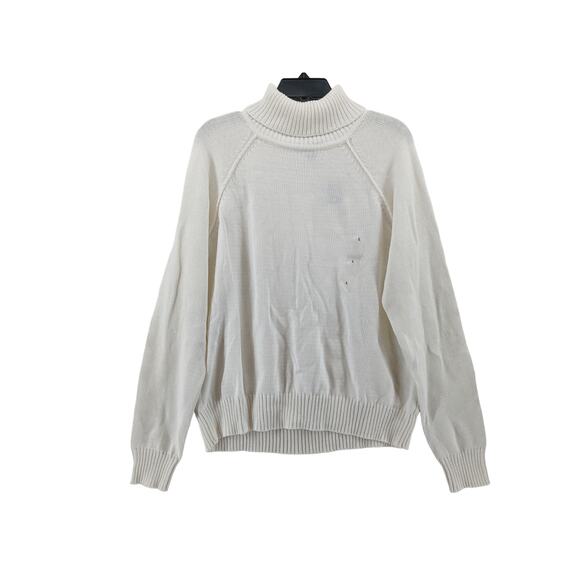 Karen Scott Turtleneck Sweater L Winter White Knit Women Relaxed Chunky Top Work - Picture 9 of 9